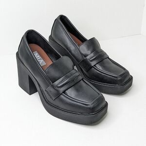 MIA Eria Platform Block Heel Loafers Black Women's 8.5